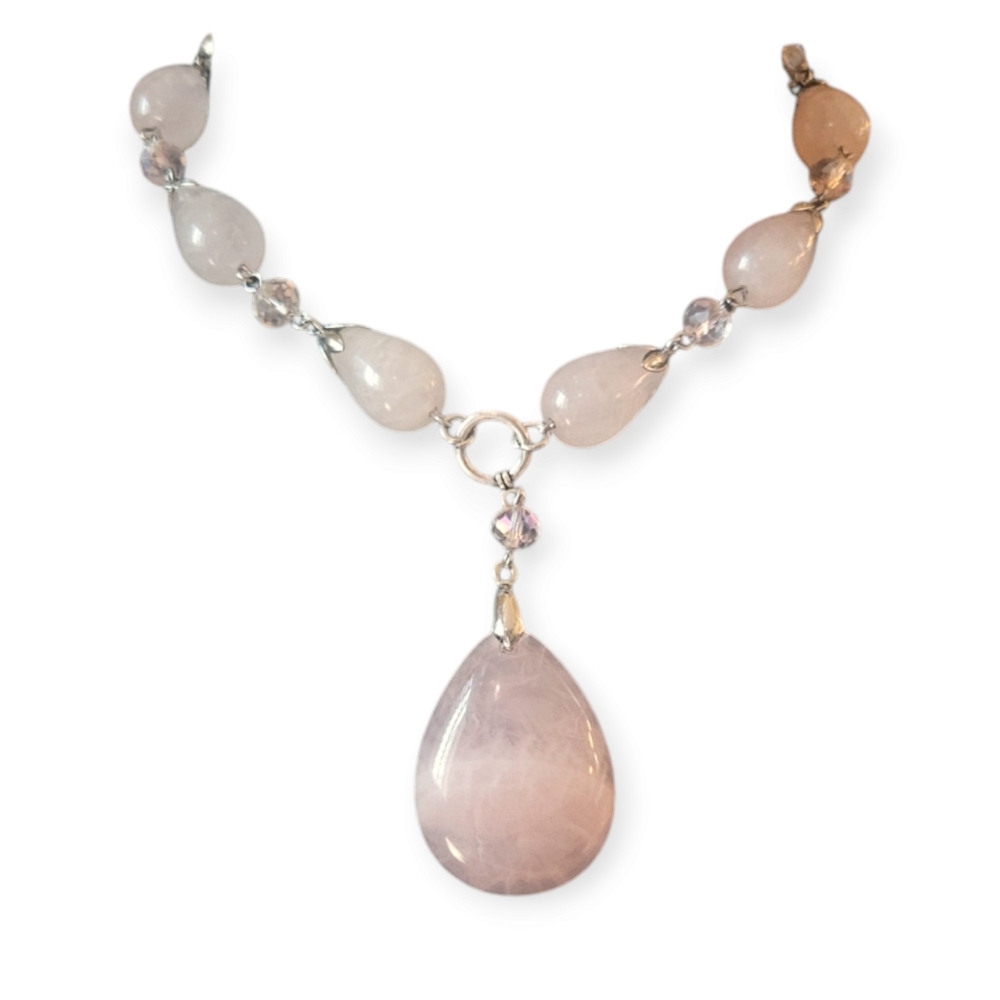 Rose Quartz Cabochon Necklace